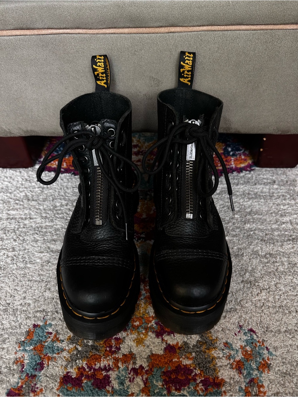 Dr. Martens | Docs SINCLAIR Leather Platform Zip + Lace Up Boots in Black - Picture 2 of 13